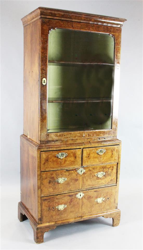An early 18th century walnut bookcase, W.2ft 8in. D.1ft 8in. H.6ft 1in.